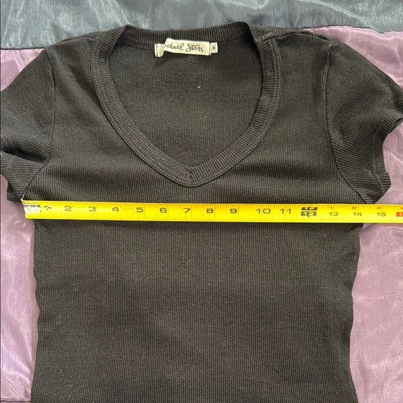 Michael Stars Womens Knit Short Sleeves V-Neck Stretch - Picture 6 of 7